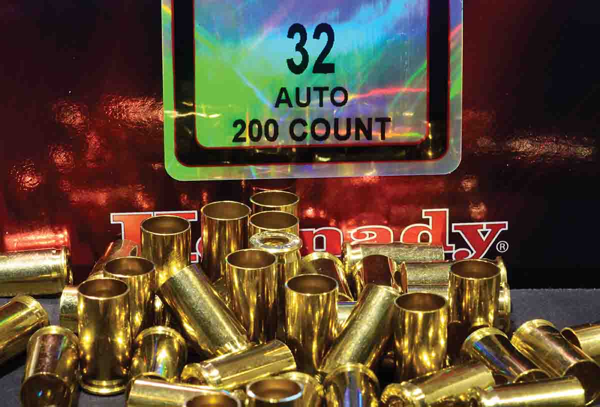 Good commercial brass, such as Hornady, is much easier to work with than reclaimed brass of unknown origin. Many companies make .32 ACP ammunition, but the brass can vary in primer pocket depth and flash hole diameter, among other things, and requires careful handling.